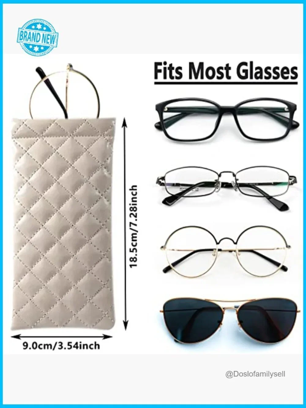 Soft Leather Squeeze Top Eyeglass Case Set with Cleaning Cloth Portable Pouch
